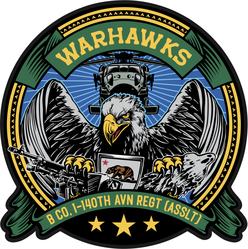 1-140th Aviation Regiment Eagle Warhawks Green Patch