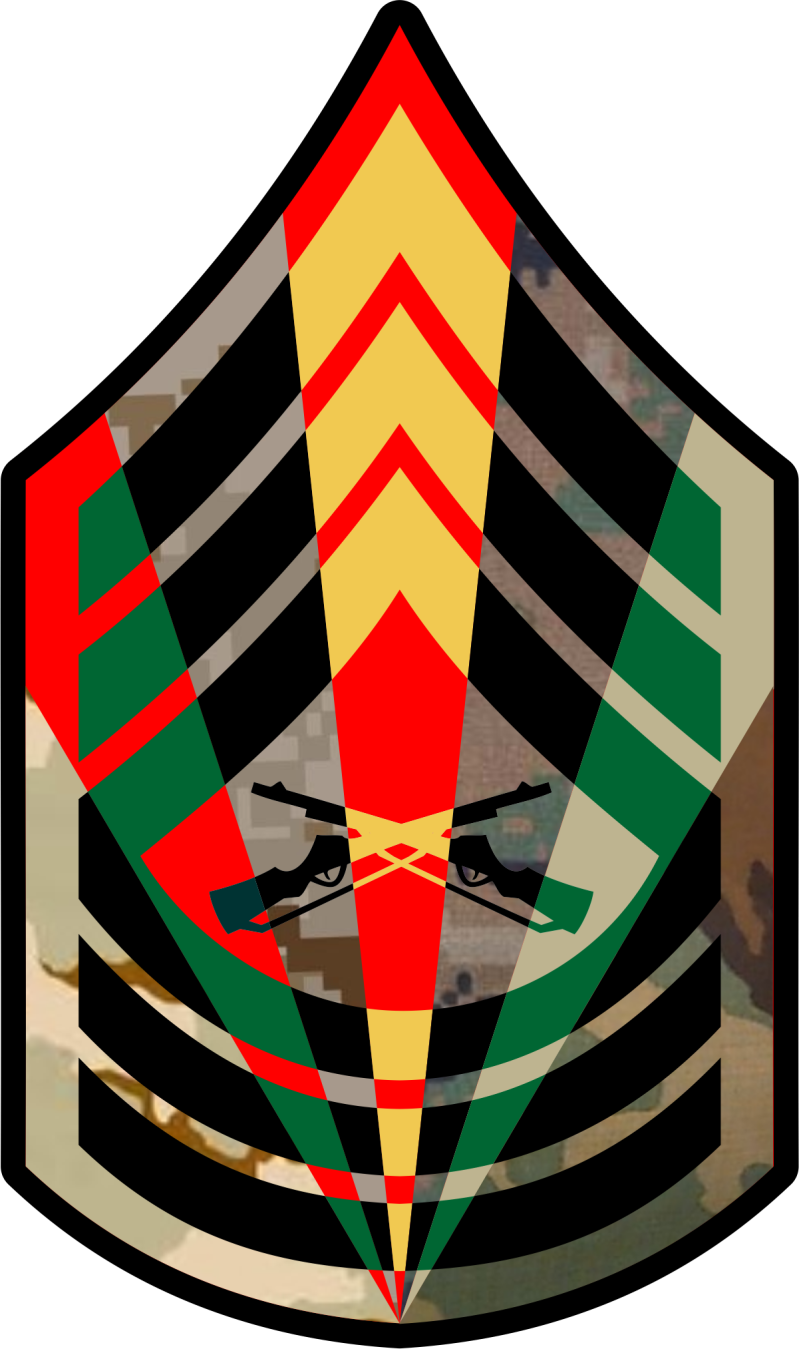 USMC Chevron MSGT E-8 w/Guns 7 Panel 6.5 inch Patch