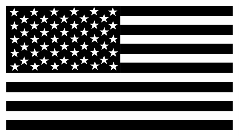 621 AMOS American Flag Black and White Patch 3.5"