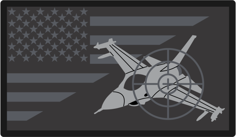 Black/Gray American Flag with Aircraft Patch
