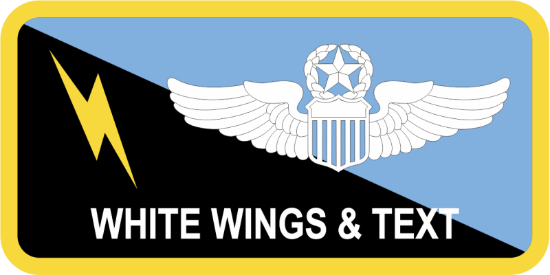 412 OG Yellow Border Blue/Black Split w/Lightning Bolt Name Tag