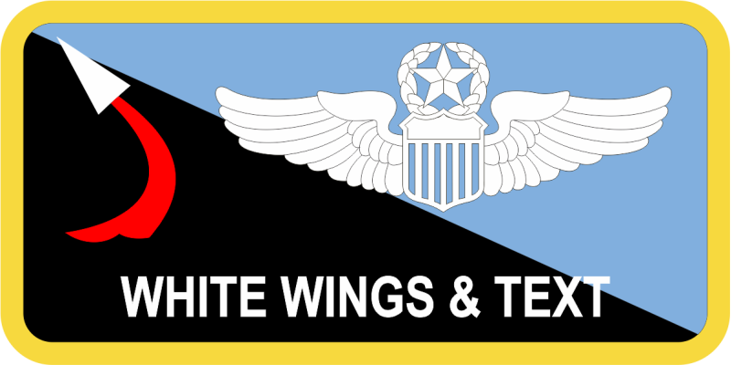 412 OG Red Deltoid Yellow Border Name Tag