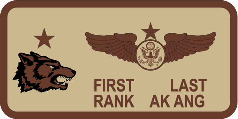 144 AS Wolf with Star Desert Name Tag