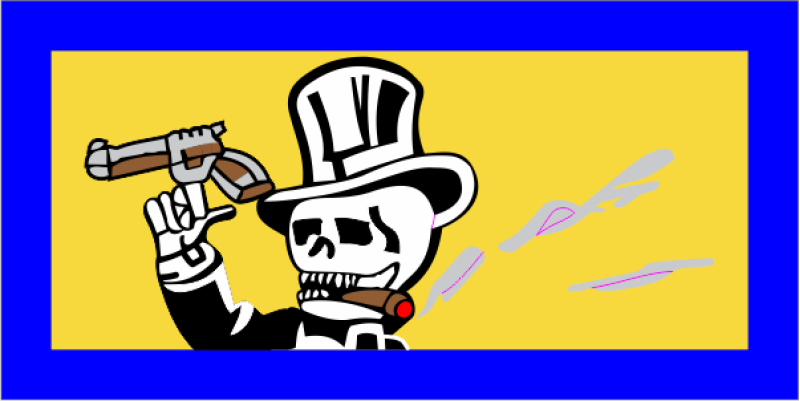 85 FTS Yellow B-G Skull Top Hat Pocket Tab