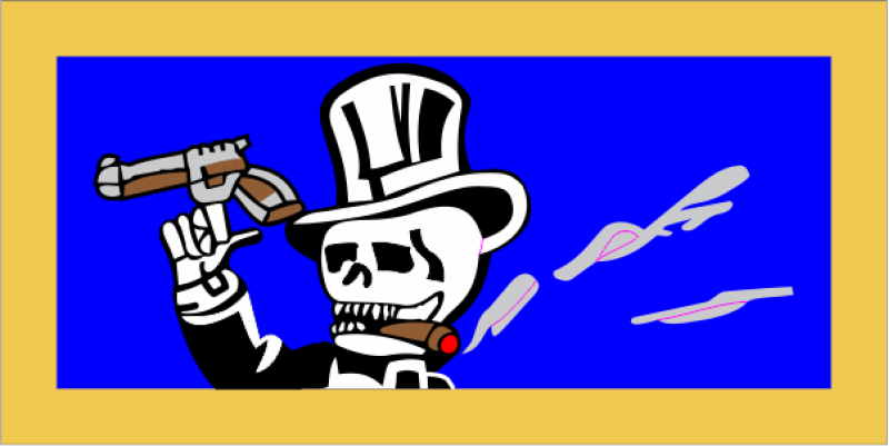 85 FTS Blue B-G Skull Top Hat Pocket Tab