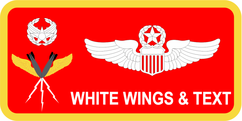 385 AEG Wings/Bombs/Bolts Red Name Tag 