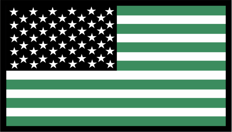 2 ARS Green/White/Black American Flag Patch