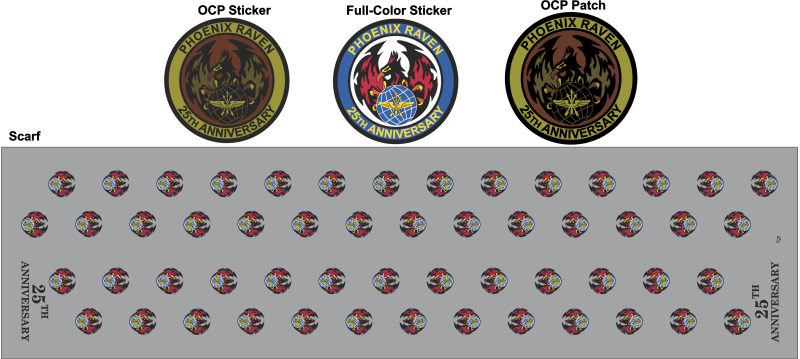 Phoenix Raven 25th Anniversary Special, Patch, Sticker, Flight Scarf