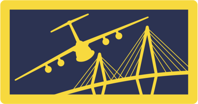 312 AS C-5 Flying Over The Golden Gate Bridge Pocket Tab