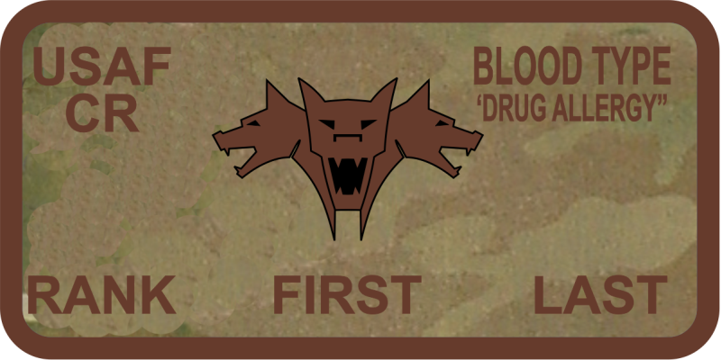 821 CRS Three-Headed Dog OCP Name Tag